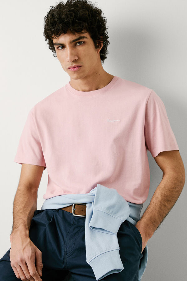 Pepe Jeans Camiseta de manga curta com logo bordado. rosa