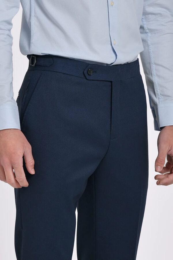 JVZ Cal&ccedil;a de fato com presilhas azul