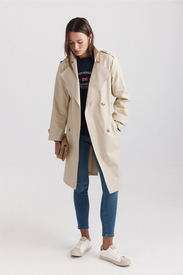 Springfield Gabardina com cinto camel
