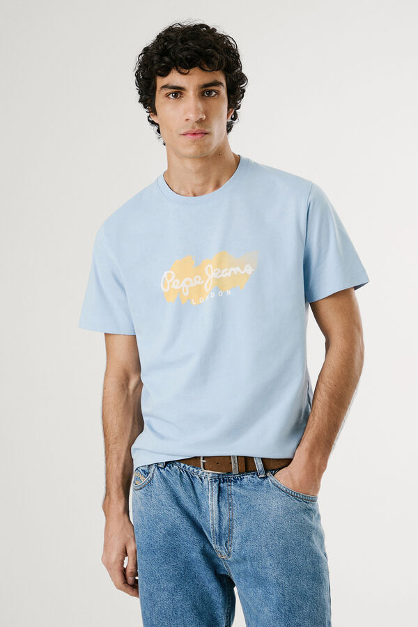 Pepe Jeans  Camiseta de manga curta com logo e estampado frontal. azul