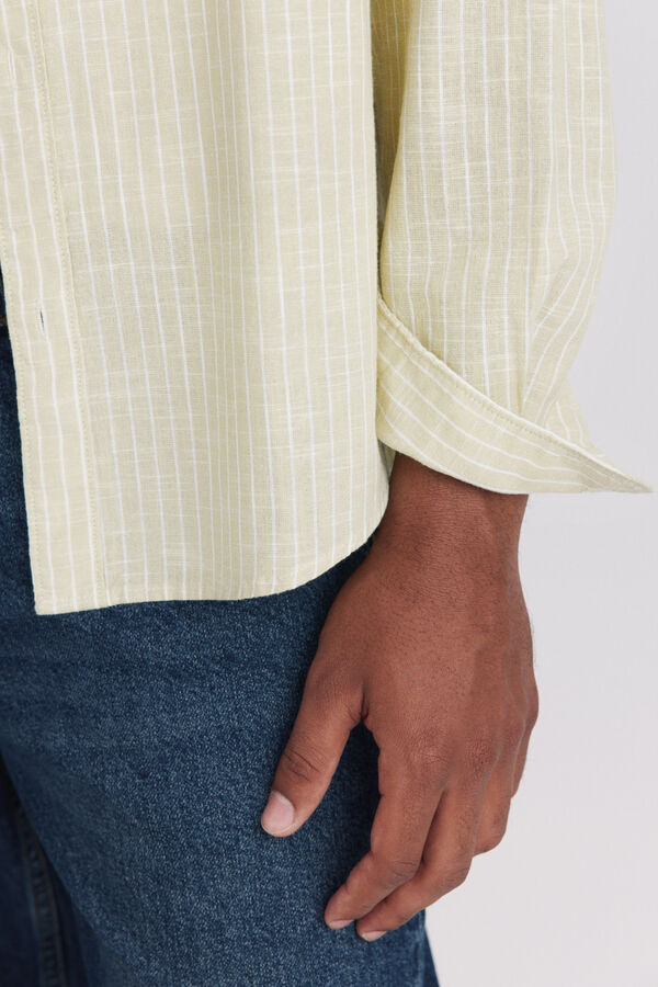 Springfield Camisa tipo lino rayas kaki