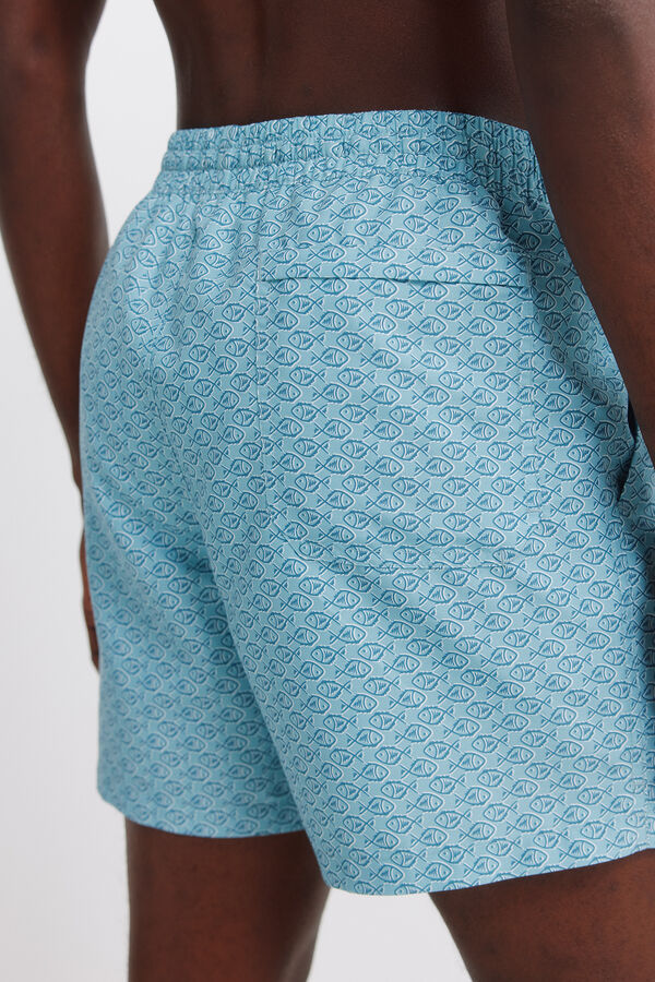 Springfield Fato de banho estampado de peixes azul