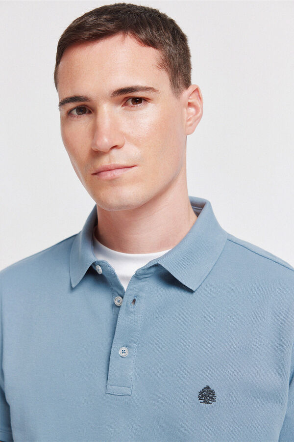 Springfield Polo piqu&eacute; punho em contraste slim fit azul