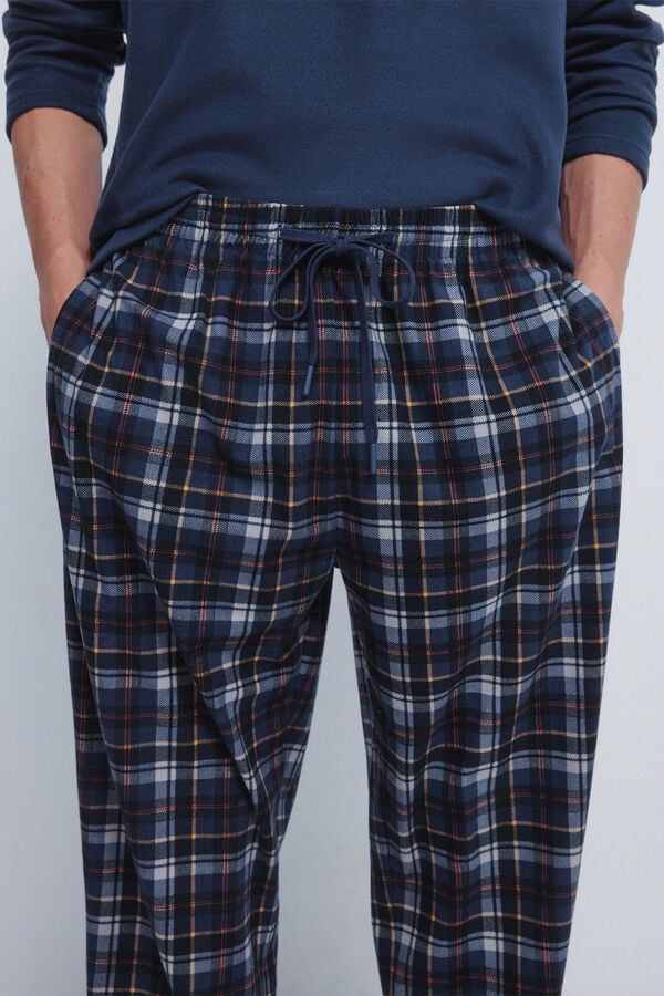 Springfield Conjunto de pijama comprido de tecido quente azul