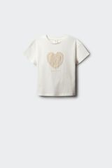 Springfield Kids Crochet heart T-shirt for girls beige