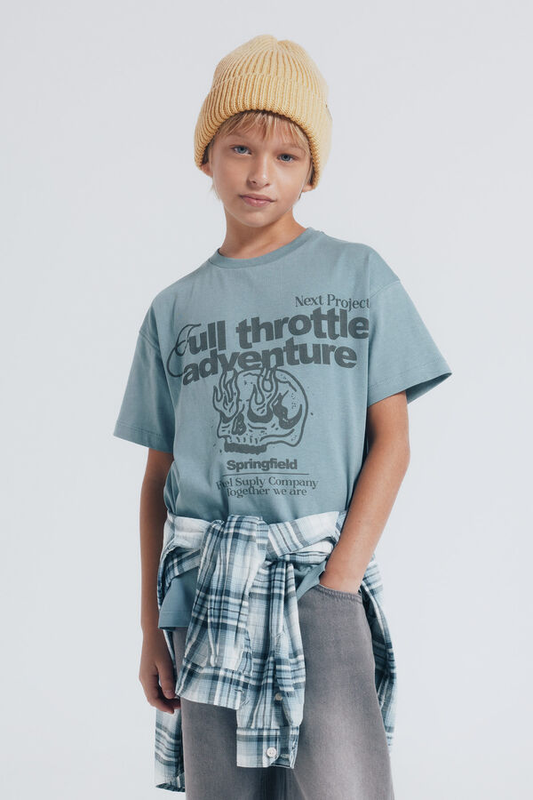 Springfield Kids Camiseta caveira para meninos azul