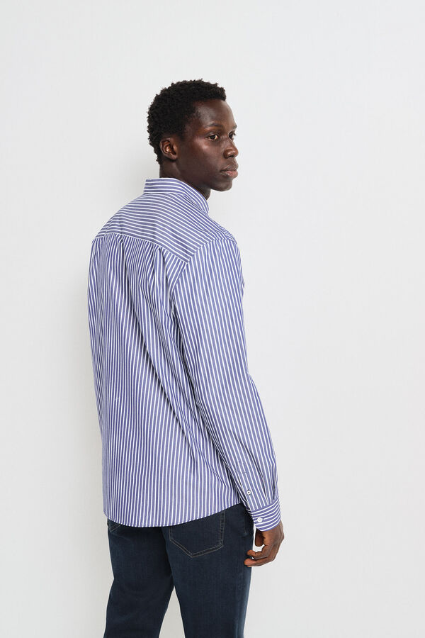 Springfield striped poplin shirt navy