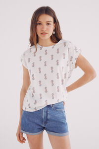 Springfield T-shirt estampagem botões ombro