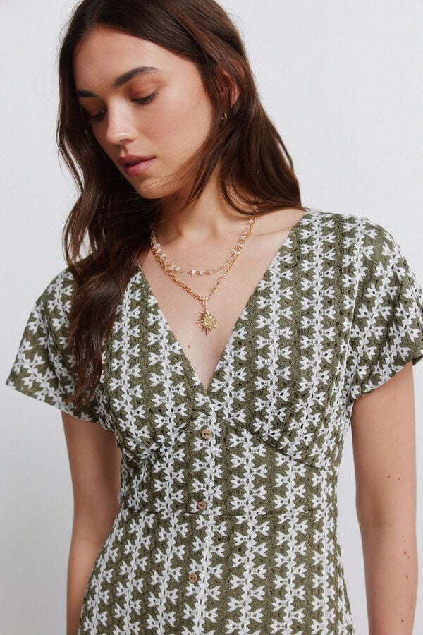 Springfield Vestido midi bordado estampado