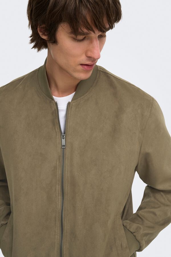 Only & Sons Blus&atilde;o estilo bomber em camur&ccedil;a cru
