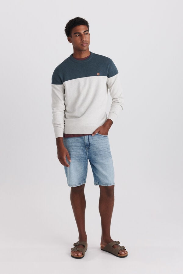 Springfield Camisola b&aacute;sica em blocos de cor azul