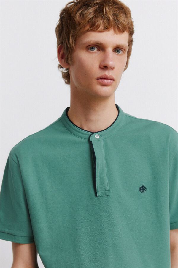 Springfield Polo em piqu&eacute; gola mao slim fit verde