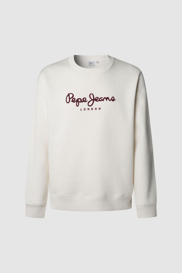 Pepe Jeans Sweatshirt Gola Redonda Com Logo bege