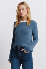 Springfield Combined neck chenille T-shirt blue