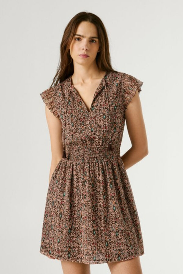 Pepe Jeans Vestido com mangas de folhos cru
