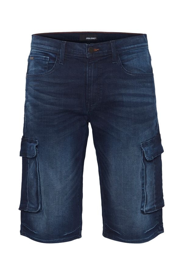Blend PLUS Bermuda cargo jeans tamanho grande azul