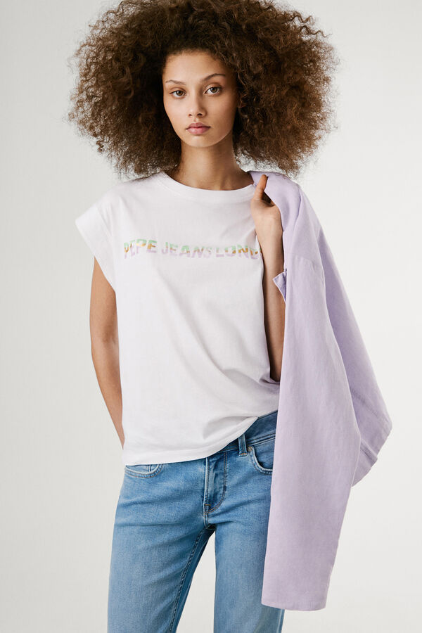 Pepe Jeans Camiseta manga corta con logo recto frontal blanco