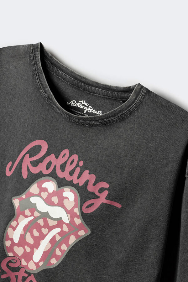 Springfield Kids Camiseta de manga manga comprida dos Rolling Stones para meninas. cinzento