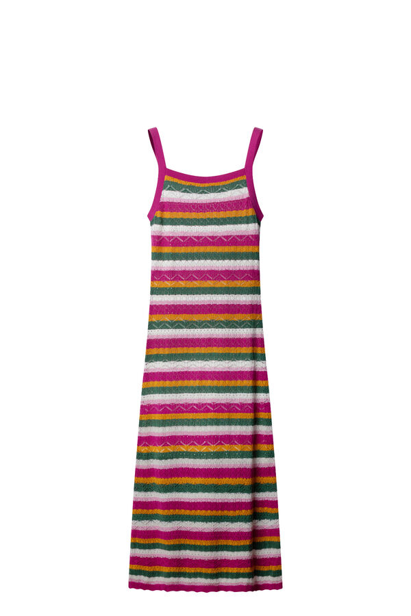 Springfield Vestido midi em malha multicolor rosa