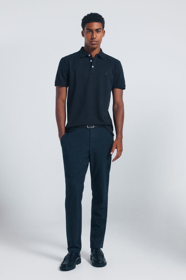 Springfield Slim fit piqué polo shirt black