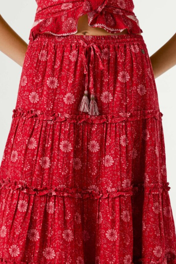 Pepe Jeans Saia comprida com el&aacute;sticos vermelho