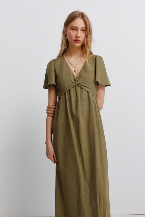 Springfield Vestido de linho com n&oacute; estampado