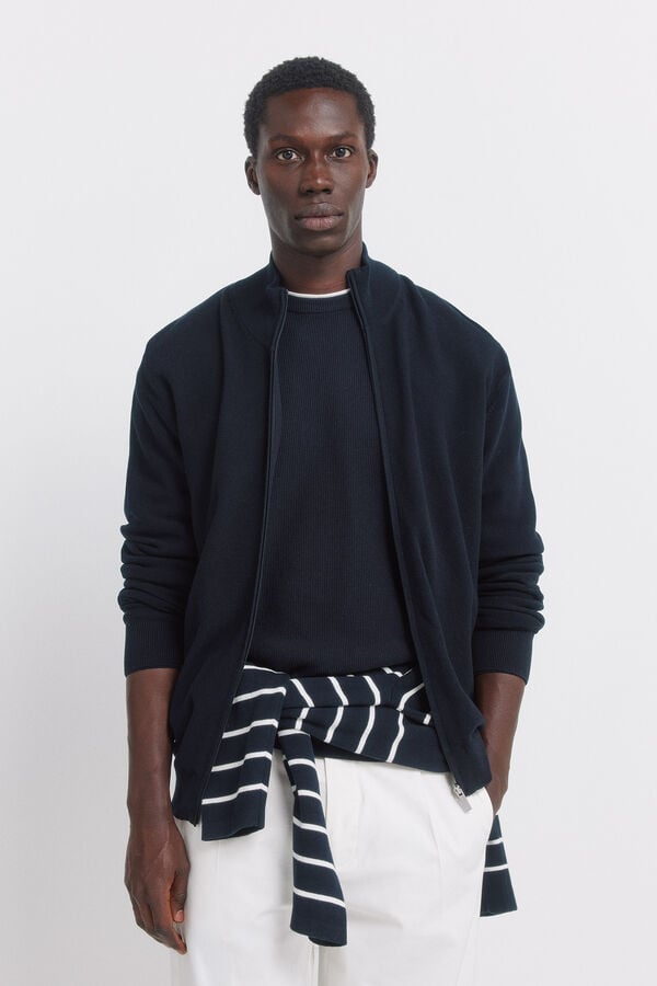 Springfield plain structured cardigan blue