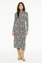 System Action Vestido longo estampado preto