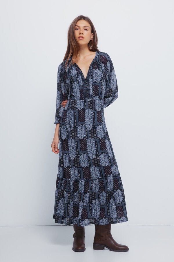 Springfield Vestido midi boho azul