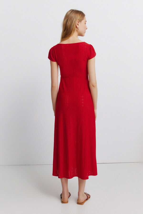 Springfield Vestido estampado de renda vermelho