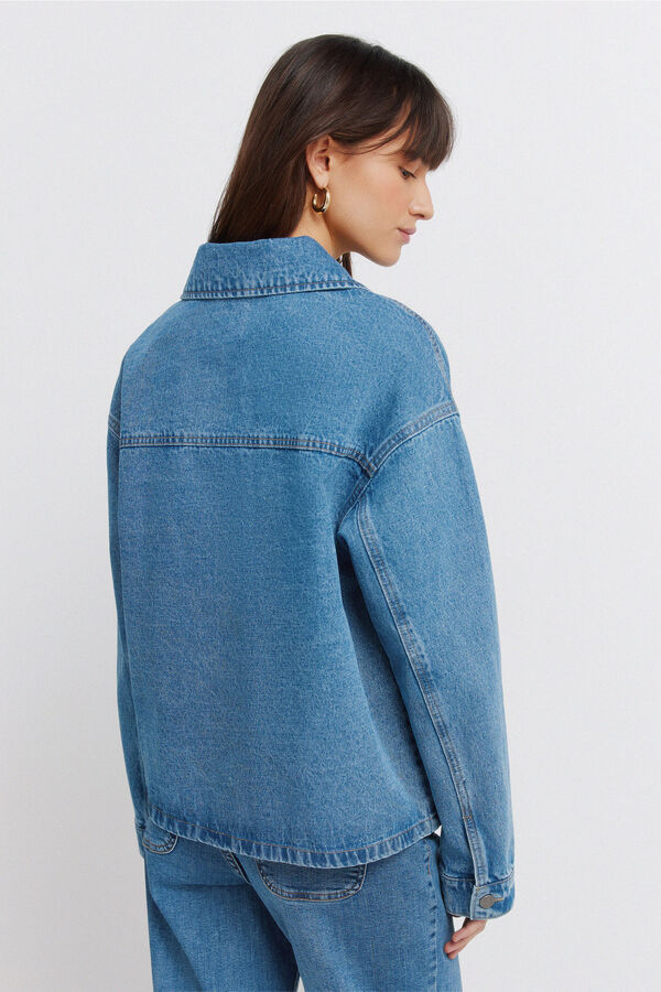 Springfield Blus&atilde;o denim em algod&atilde;o azul