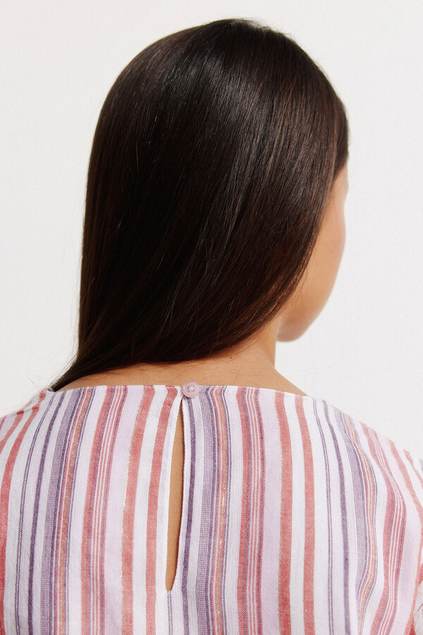 Springfield Kids Blusa manga curta &agrave;s riscas de lurex menina rosa