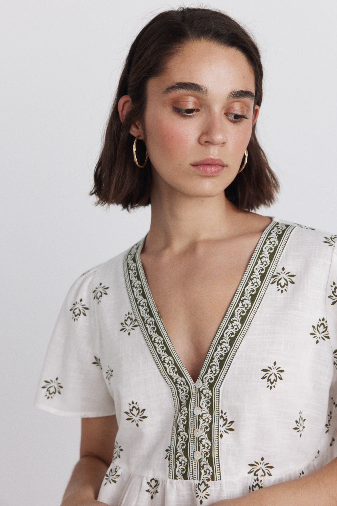 Springfield Camisa peplum com detalhes no decote