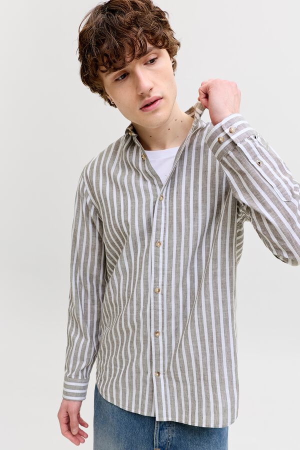Jack & Jones Camisa regular fit em linho cinzento
