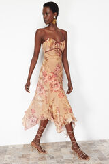 Trendyol Vestido midi detalle lazo blanco