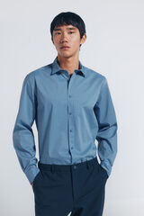 Springfield Camisa popelina micro estampado azul