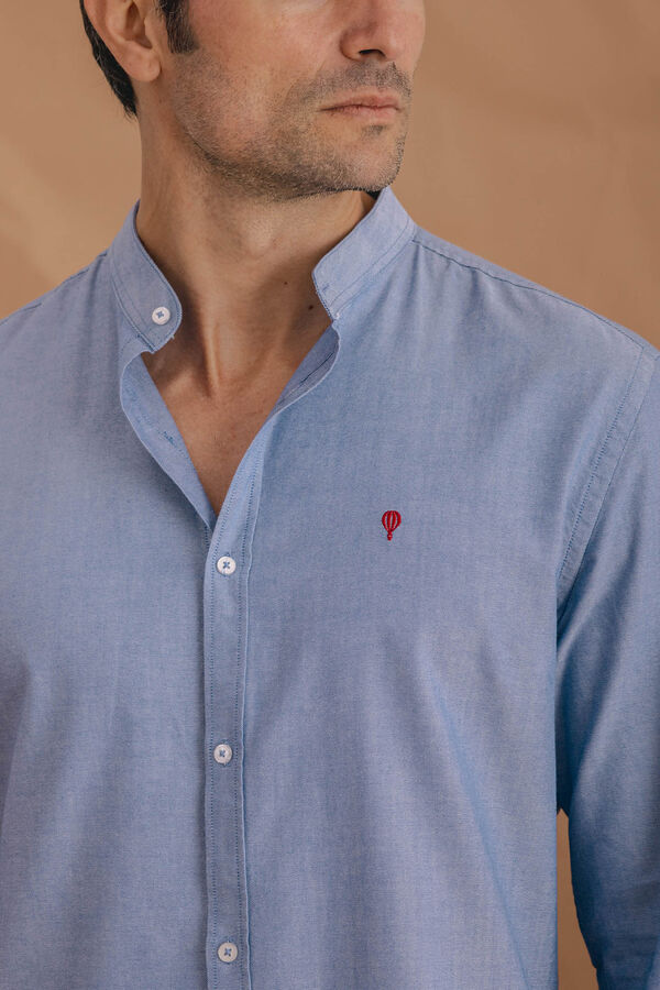 Celopman Oxford Shirt Mao Collar  blue