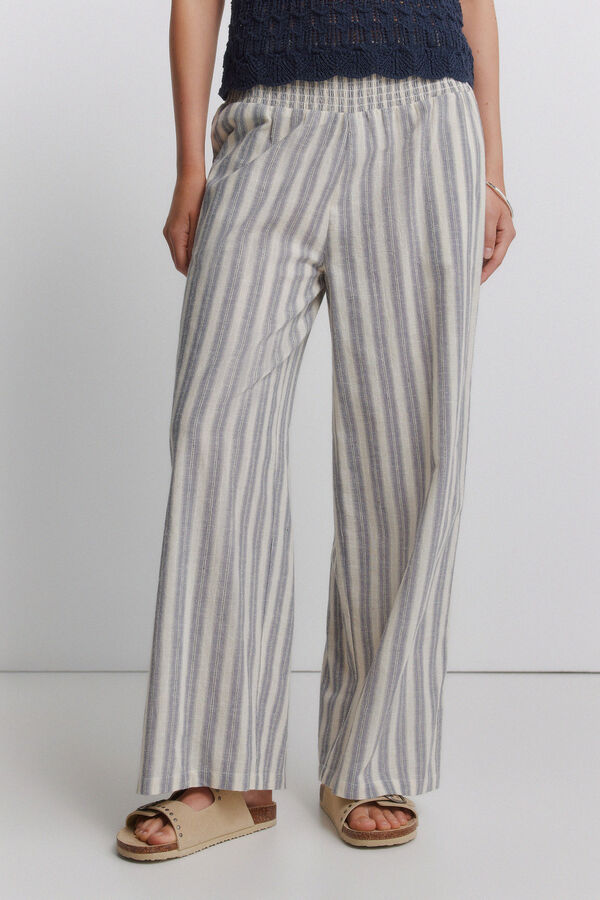 Springfield Pantal&oacute;n ancho rayas blanco