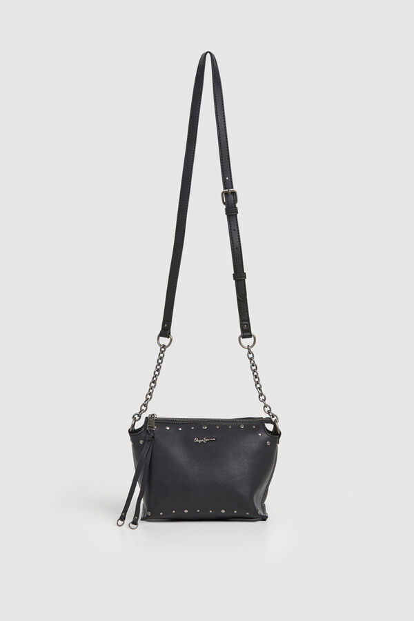 Pepe Jeans Bolsa transversal com efeito de couro e tachas preto