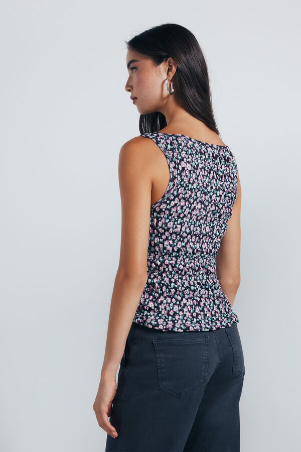 Springfield Top floral ajustado preto