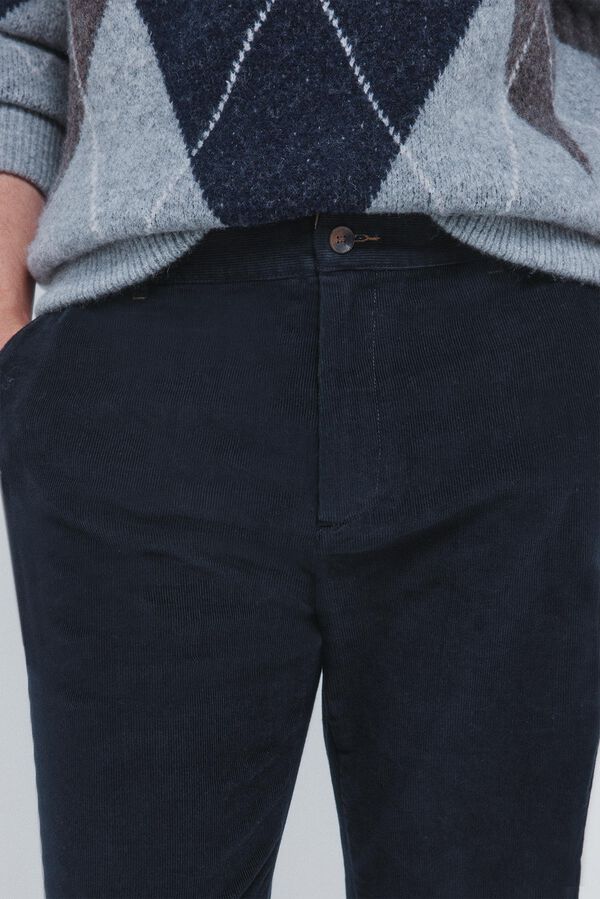 Springfield Slim fit micro corduroy chinos blue