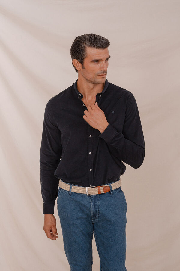Celopman Camisa micro veludo azul