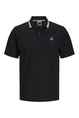 Springfield PLUS Cotton polo shirt with short sleeves and contrast detail black