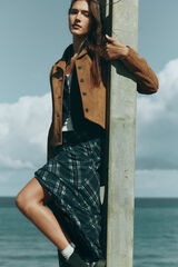 Springfield Casaco curta de camur&ccedil;a com bot&otilde;es cru