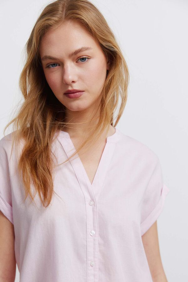 Springfield Camisa de algod&atilde;o gola mao rosa