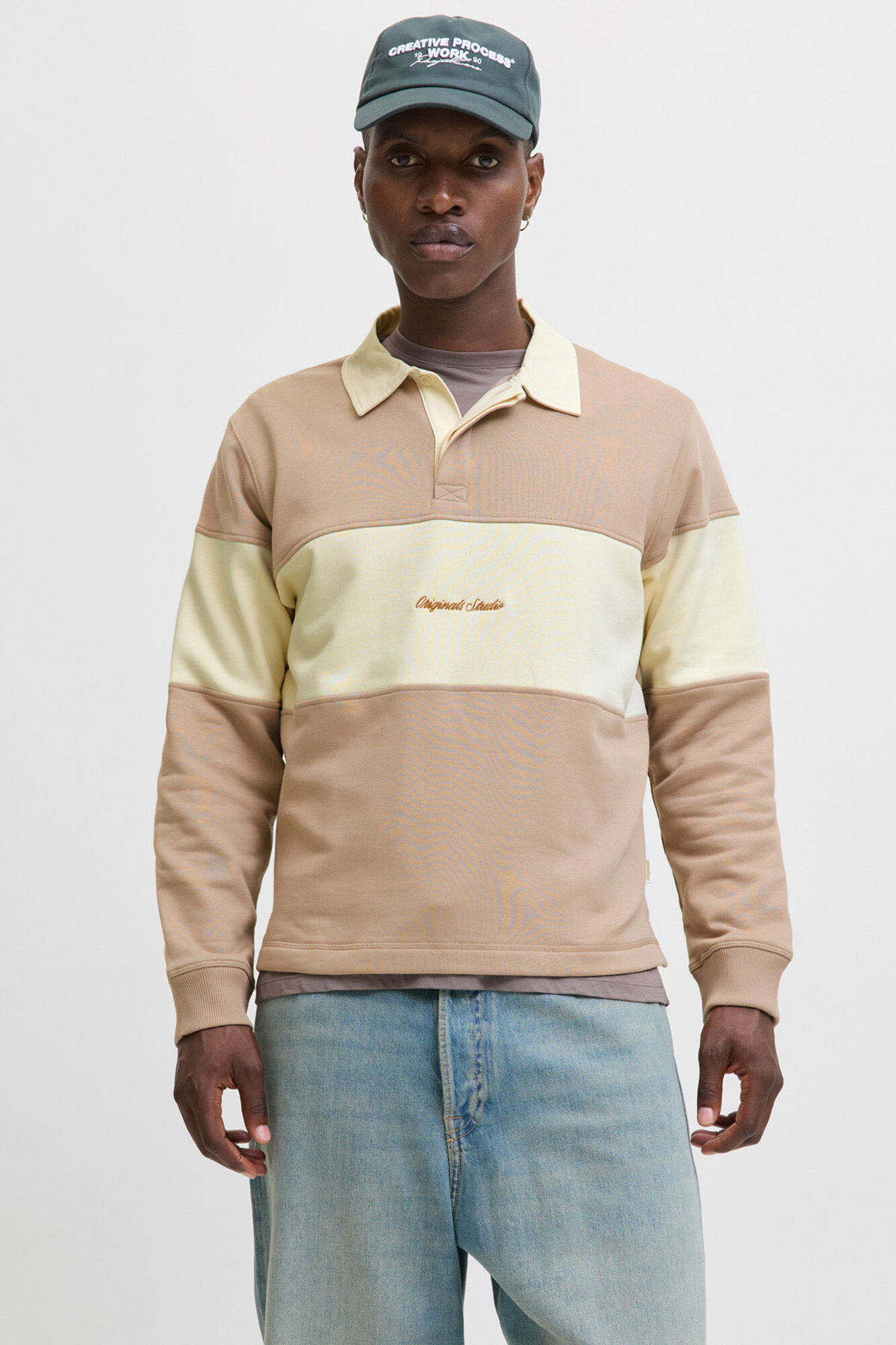 Jack & Jones Sudadera tipo polo franja