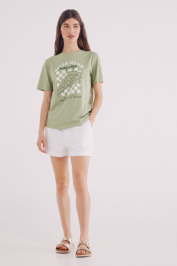 Springfield Camiseta "Clube da Pizza" bege