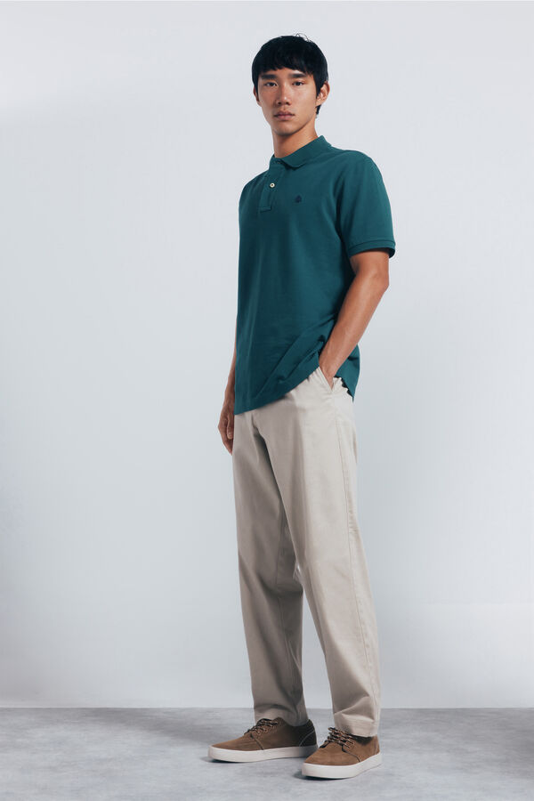 Springfield Essential regular fit piqué polo shirt green
