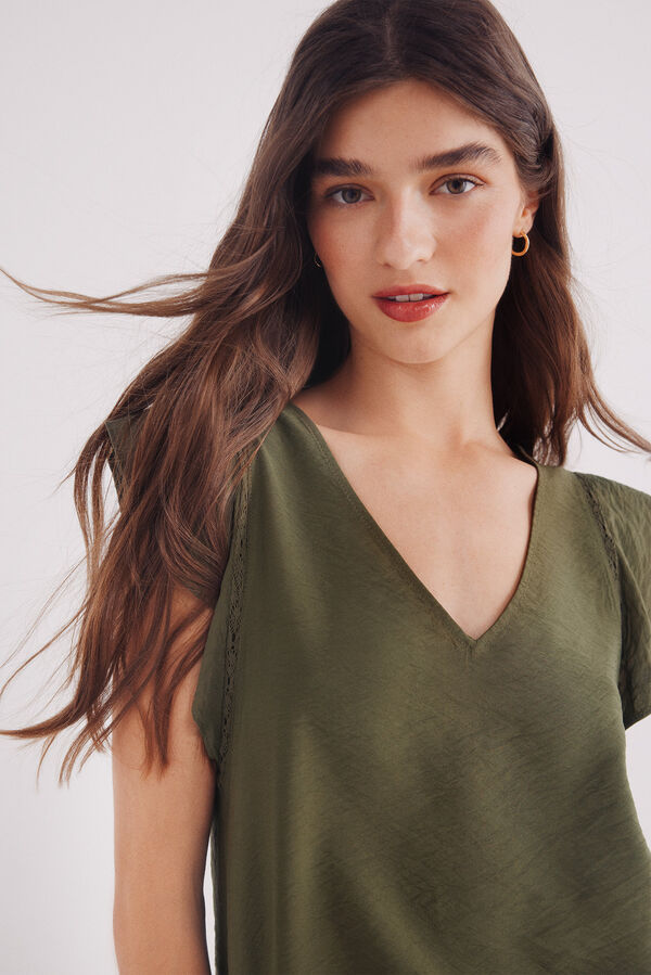 Springfield Blusa volantes verde