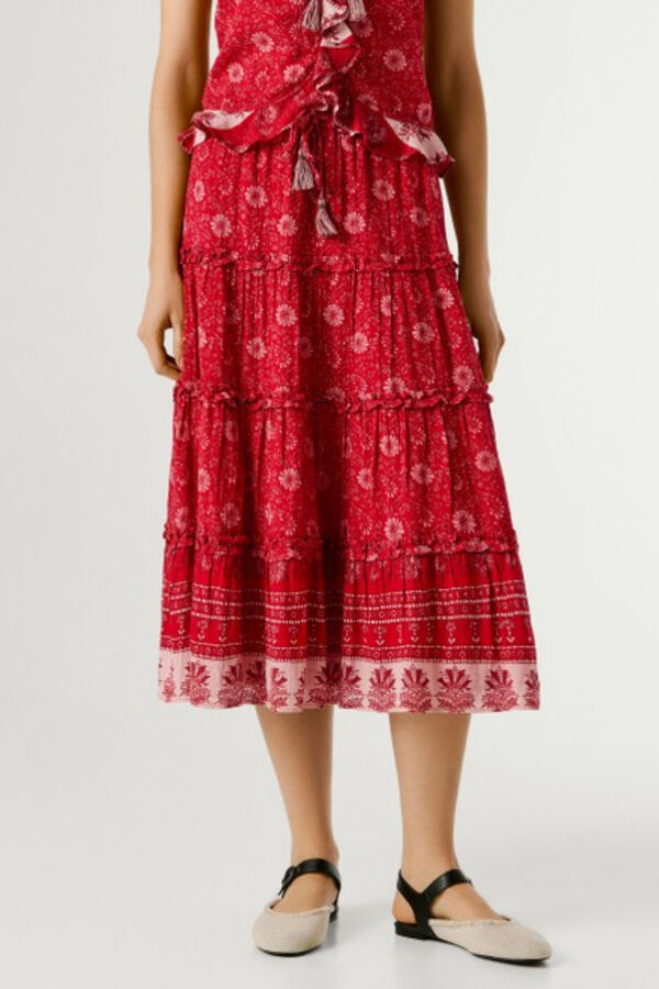 Pepe Jeans Saia comprida com el&aacute;sticos vermelho